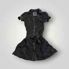 Guess Mini Dress Women Small Black Button Front Belted Indie Sleaze Y2K Utility
