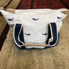 Vintage LL Bean Boat and Tote Embroidered Whale Bag Medium Size Canvas