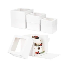 Moretoes 12 Pcs Cake Box, Tall Cake Boxes with Window in 3 Sizes 12x12x12 10x...