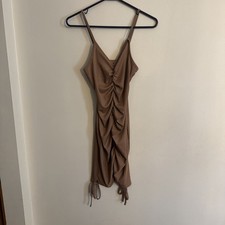 Shein Women Medium Brown Ruched Front Sleeveless Short Dress