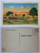 1940s U.S. Army Camp Sunset Tents Postcard B37-071825