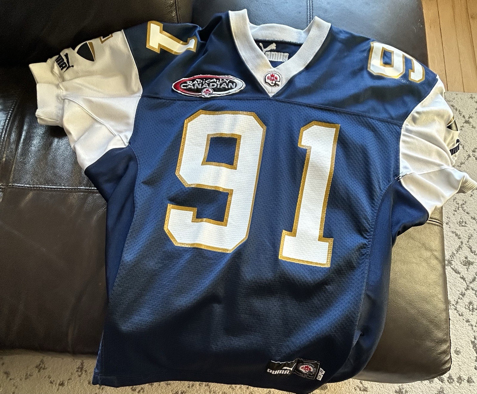 Vintage Cfl Puma Winnipeg Blue Bombers Jersey Tyrone Rodgers