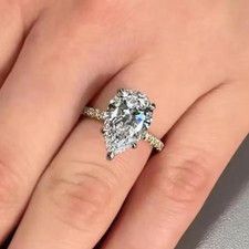 3.2Ct Pear-Cut Lab Grown Diamond Hidden Halo ...