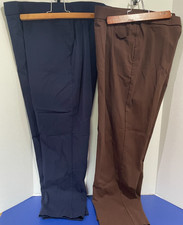 2 Preowned Pairs Women's Size 12 Alfred Dunner Pull On Pants Slacks Navy  Brown
