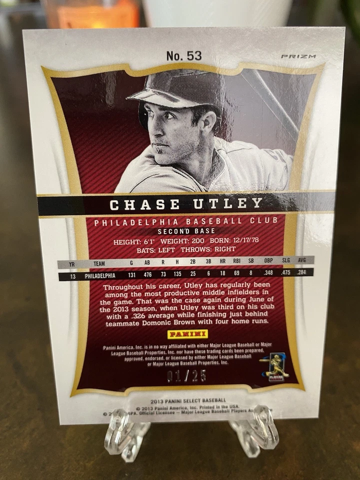 Panini Select Chase Utley Gold 2013/25 Phillies  - Imagem 2 de 2