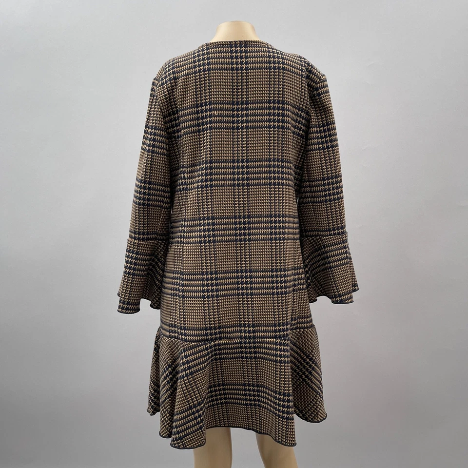 CAbi куртка женщин S волан #3902 коричневый Tartan клетку Bell рукав Academia опрятный - Изображение 4 из 4