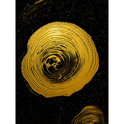 Gold Effekt Gelb Schwarz Farbe Spirale Abstrakt XL Wandbild Leinwandbild