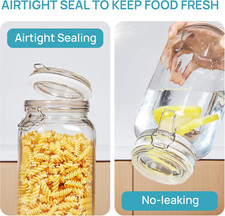 78Oz Glass Food Storage Jars with Airtight Clamp Lids, 3 Pack Large Kitchen C...
