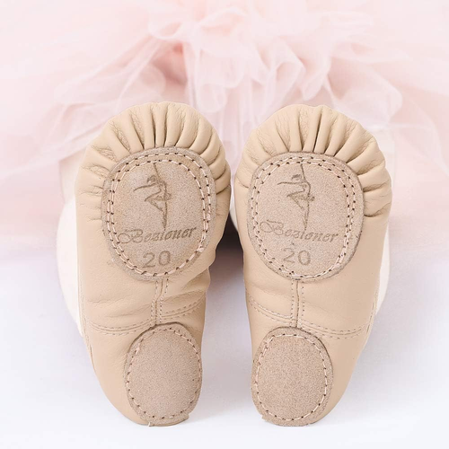 Scarpette Da Danza Classica in Pelle Scarpe Da Ballerina Mezza Punta Suola Spezz - Foto 3 di 12