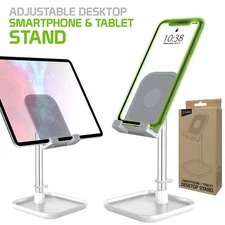 Adjustable Desktop Smartphone Mount & Tablet Stand for Apple Samsung -Silver.