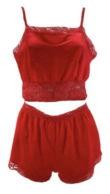 *CHRISTIAN DIOR * Vintage Cropped Lace Camisole Top & Mini Shorts Lingerie Set