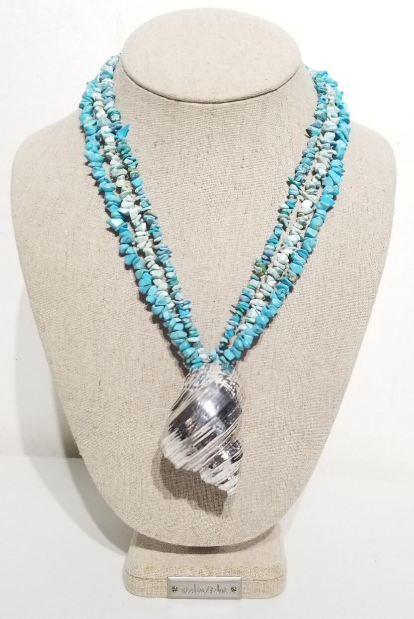 Statement Multi Strand Turquoise Chip Sterling Si… - image 1