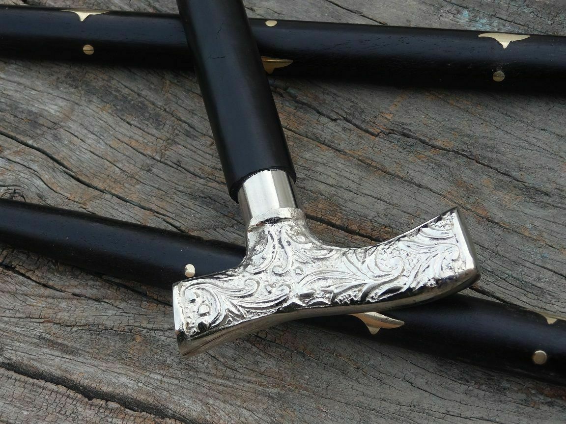 Solid Brass Design Silver Derby Head Handle Victo… - image 3