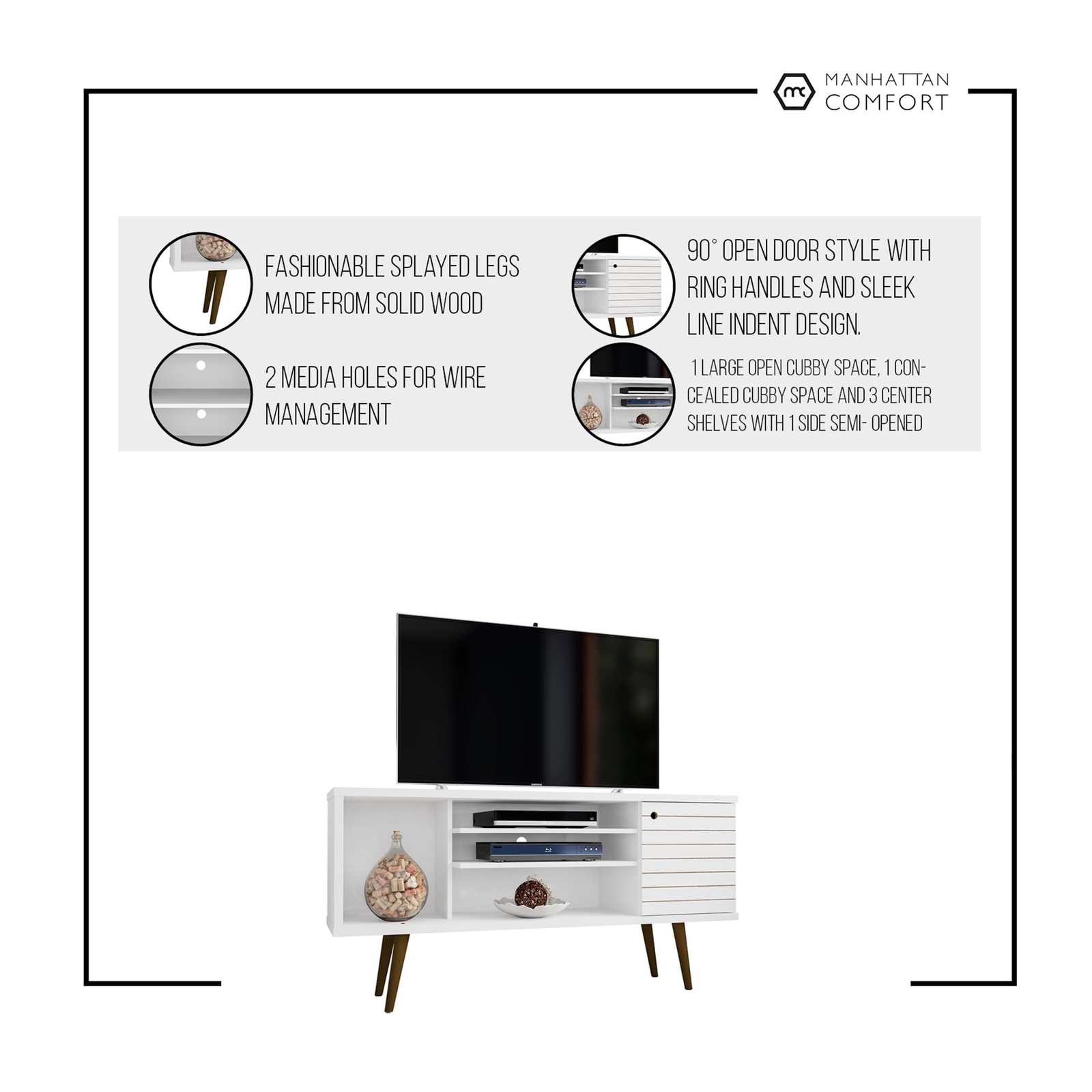 Manhattan Comfort Liberty Mid Century Modern TV Stand for Televisions up to 50