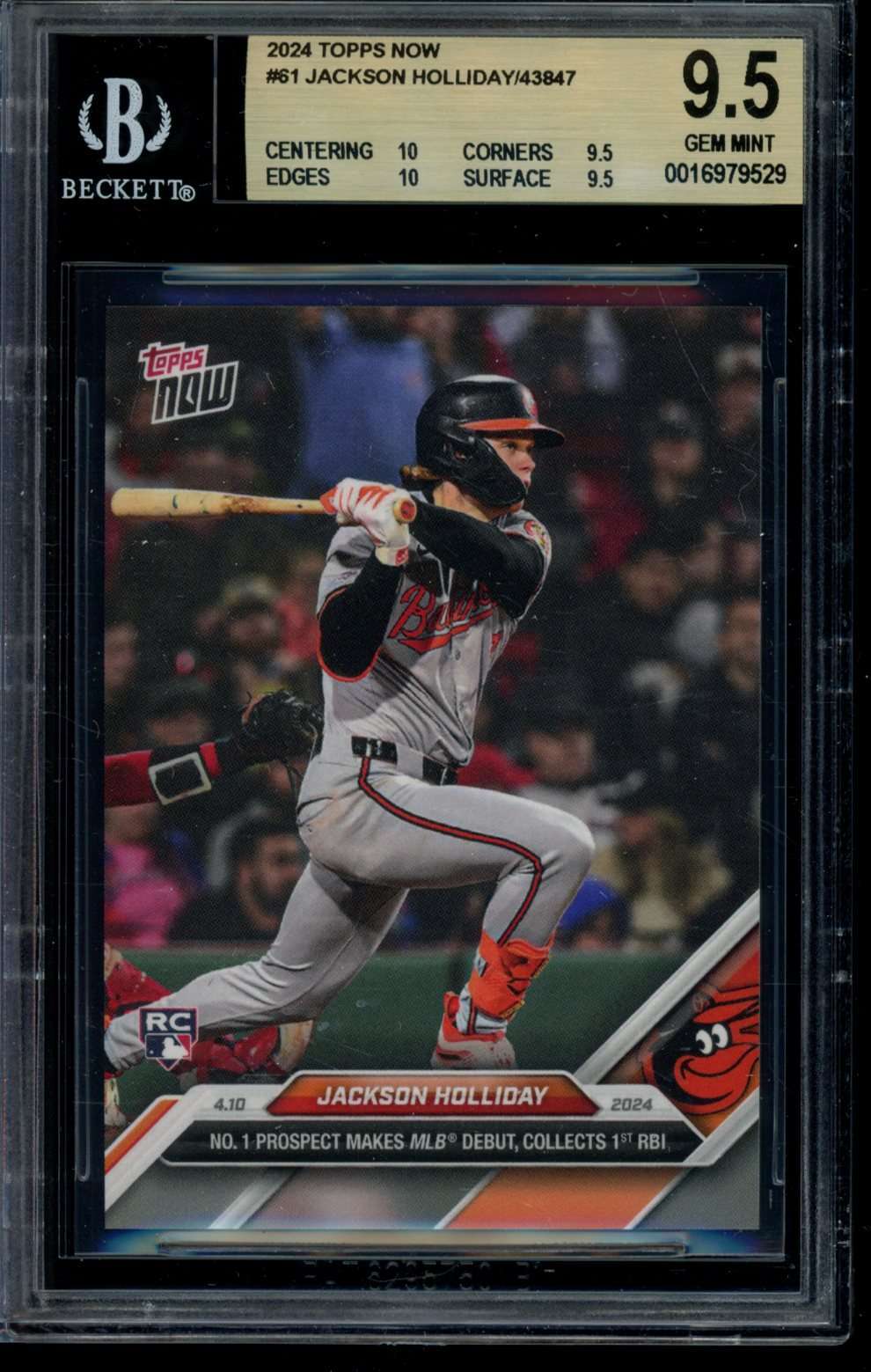2024 Topps Now #61 Jackson Holliday BGS 9.5 Gem Mint RC Rookie Card 16979529