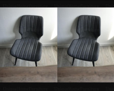 Industrial Dining Chairs Vintage Retro Metal Chair Set 2 Rustic Leather Seat