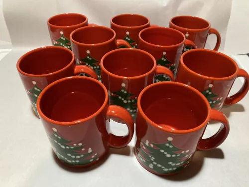 10 Waechtersbach Christmas Tree Mugs W. Germany