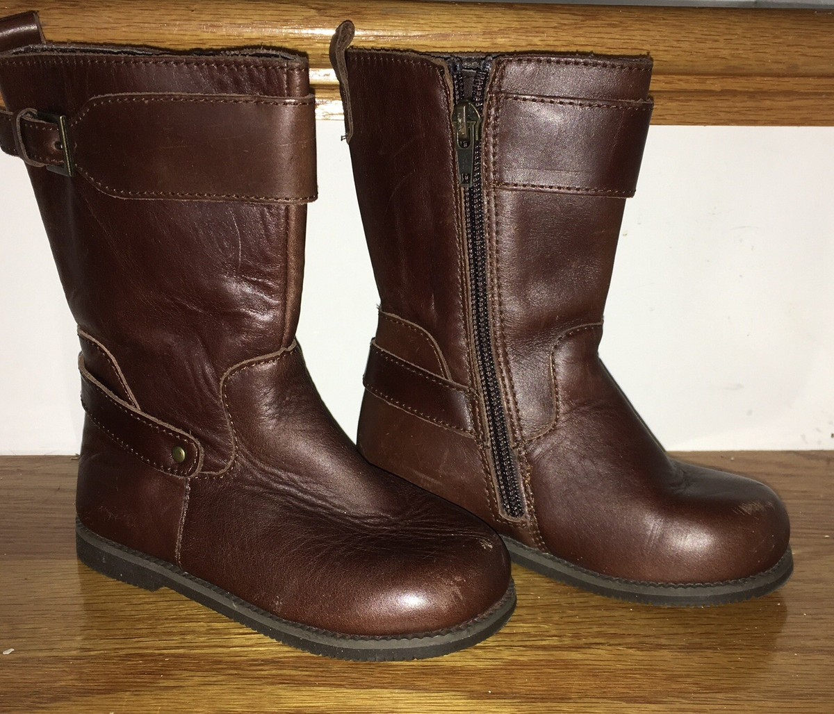 Little Girl's Janie Jack Brown Leather Riding Boots in Size