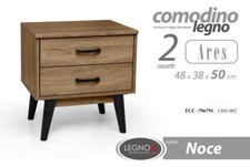 MOBILE ARES COMODINO 2 CASSETTI IN LEGNO COLORE NOCE 48*38*50 CM TCC-796791