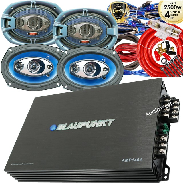 Blaupunkt 2x AMP 1504 1500 Watt 4x Speakers 760W 4Ch Amp Kit for sale