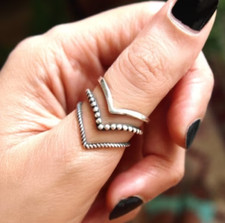 Solid 925 Sterling Chevron Band & Meditation Ring Handmade Jewelry Ring All Size