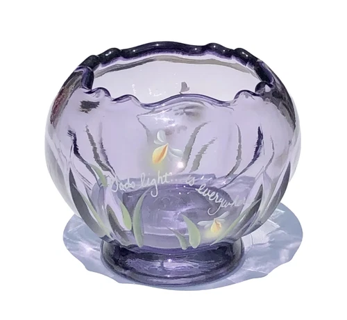 Fenton Glass Rose Bowl - Inspirations on Violet "Gods Light Is Everywhere" HP