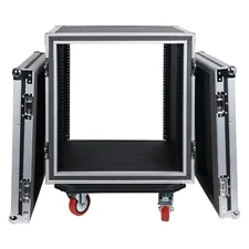 Sound Town Shock Mount 12U ATA Case 21” Rackable Depth and Casters (STRC-SP12UW)