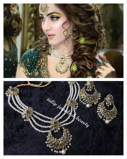 Pakistani jewellery Traditional Hyderabadi chandballi jewellery Pearls