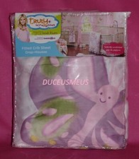 Truly Scrumptious BUTTERFLY WONDERLAND Crib sheet pink purple butterflies NIP 