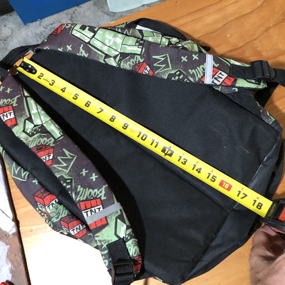 Q Minecraft Creeper 16" TnT School BookBag Backpack Padded Laptop