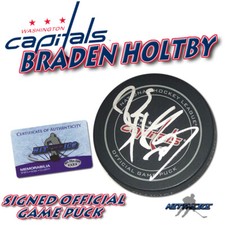 Braden Holtby Signed Washington Capitals Official Game Puck w/COA