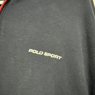 Vintage 90s Polo Sport Sweatshirt Mens Blue Navy Ralph Lauren 1/4