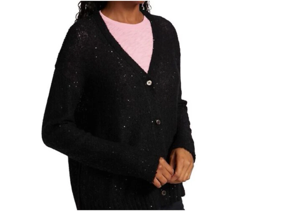 Cardigã feminino ATM cropped suéter preto tamanho XS/TP, S/P