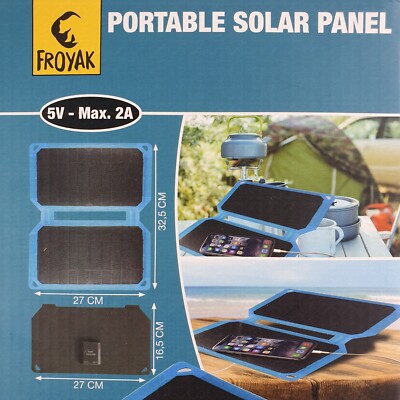 FROYAK - Tragbares 10W USB Solarpanel Solar 2A Ladegerät 5V Smartphone Handy