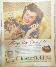 1940's -2- ORIGINAL VINTAGE CIGARETTE MAGAZINE ADS - CHESTERFIELD & P. MORRIS