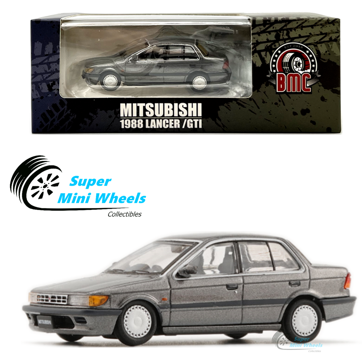 BM Creations 1:64 1988 Mitsubishi Lancer GTI (Silver) with