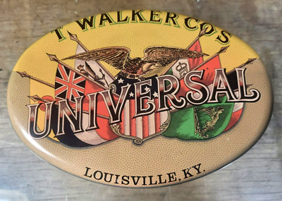 Vintage T. WALKER CO. Universal Cut Plug Smoking Tobacco Tin Can, Pre-owned 