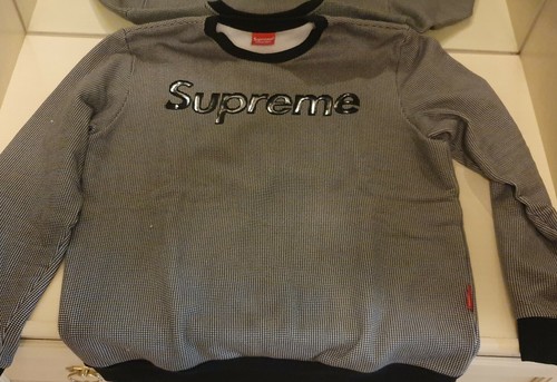 Felpa supreme originale taglia xl girocollo colore quadretti bianco nero |  eBay