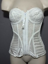 Victoria s Secret Zipper Corset Bra 34C White Underwired Lightly Lined Vintage