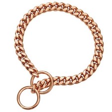 18K Gold Chain Dog Collar 10MM Cuban Link Chain Stainless Steel Metal Links W...