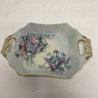 Porcelain Nappy Dresser Tray Signed Emilie L Torg Forget Me Nots Antique 1955 — photo 2