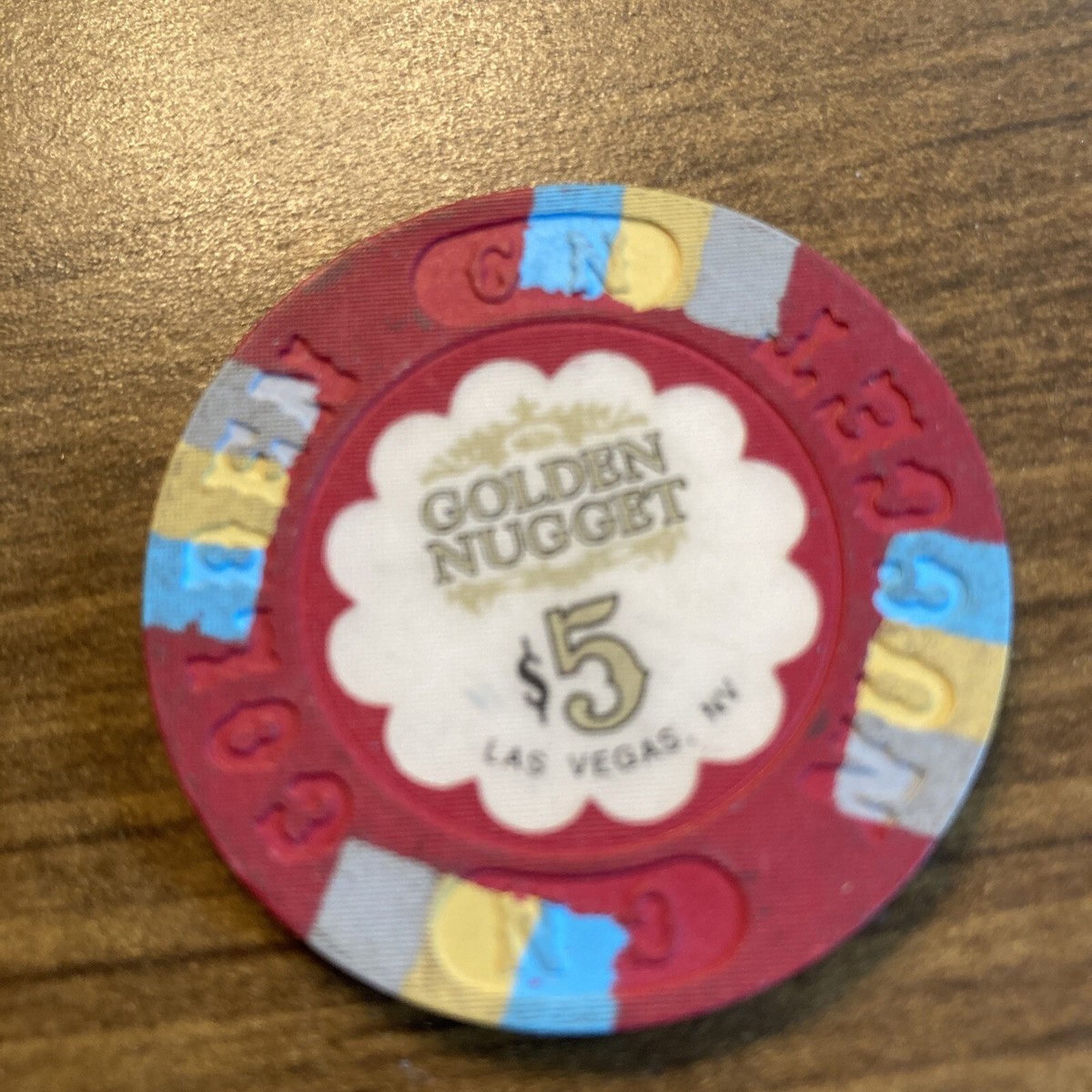 $5 golden nugget 3 fremont street las vegas nevada casino chip