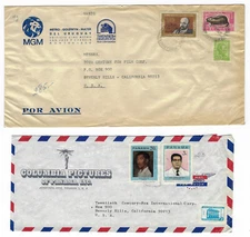2 Old Original Envelopes with Stamps 20th Century Fox Film Corp. Very Rare