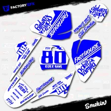 White & Blue Smokin Graphics Kit fits Yamaha PW80 Decal Sticker PW 80 All Years