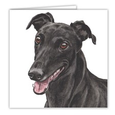 Black Greyhound greetings card dog blank card dogs Greyhounds Waggydogz cards