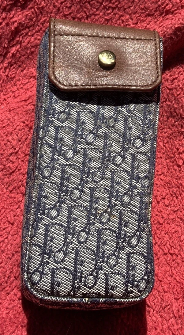 Rare étui vintage en tissu et cuir Christian Dior/téléphone/embrayage rouge à lèvres