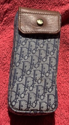 Seltene Vintage Christian Dior Stoff & Leder Brille/Telefon/Clutch-Lippenstift Etui