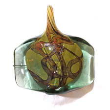 Mdina Michael Harris Fish Art Glass Stem Vase Modernist Signed 1970s 1979