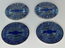 Lowrider Wire Wheel Knockoff Metal Chips Blue Chevrolet Caprice Emblems Set Of 4
