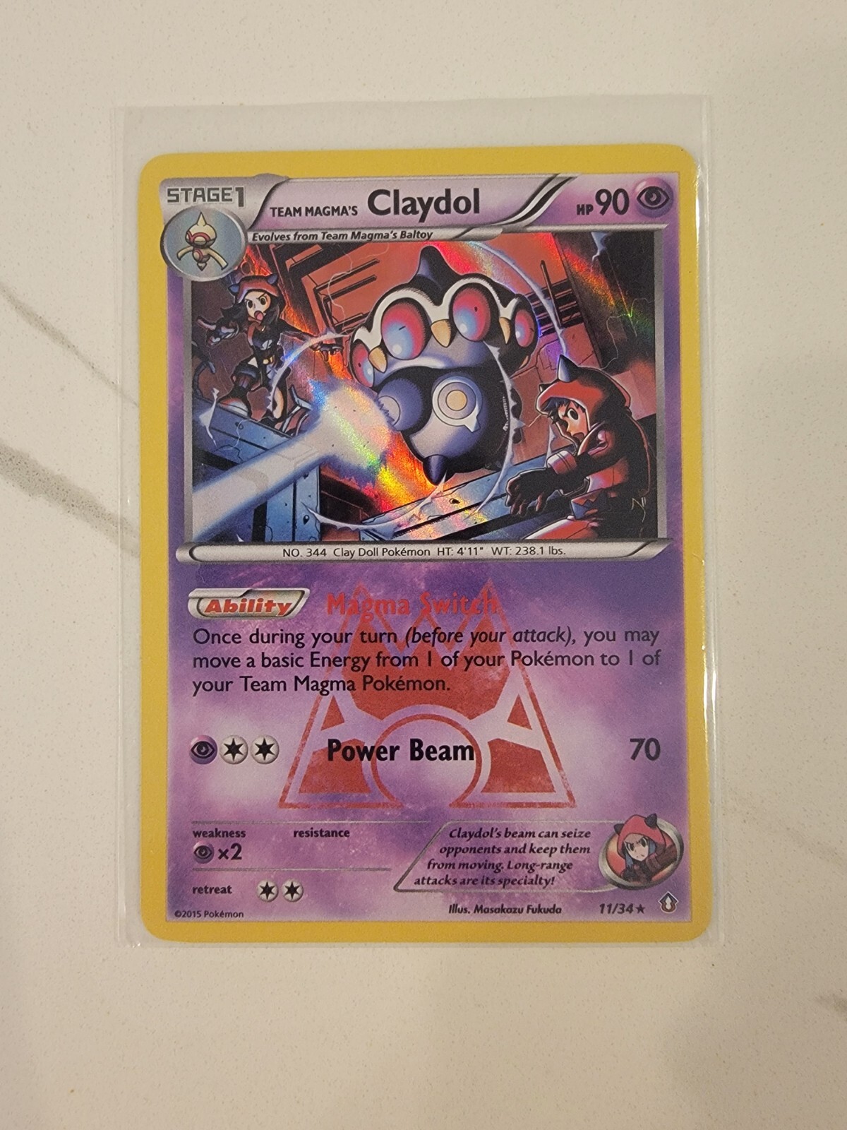 Pokemon Card Team Magma's Claydol 11/34 Double Crisis Holo Rare - Near Mint [NM]
